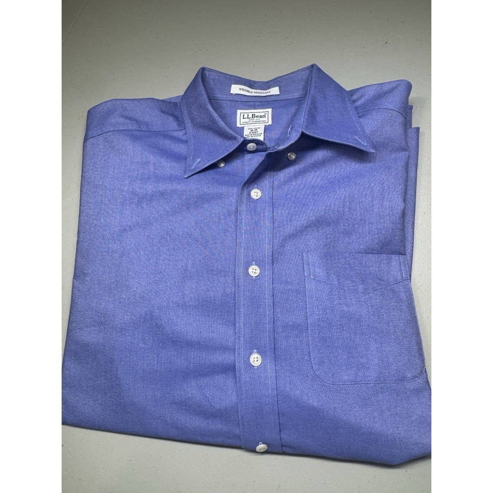 LL Bean Vtg Mens Blue Oxford Button Shirt 16-35 Preppy Old Money Classy